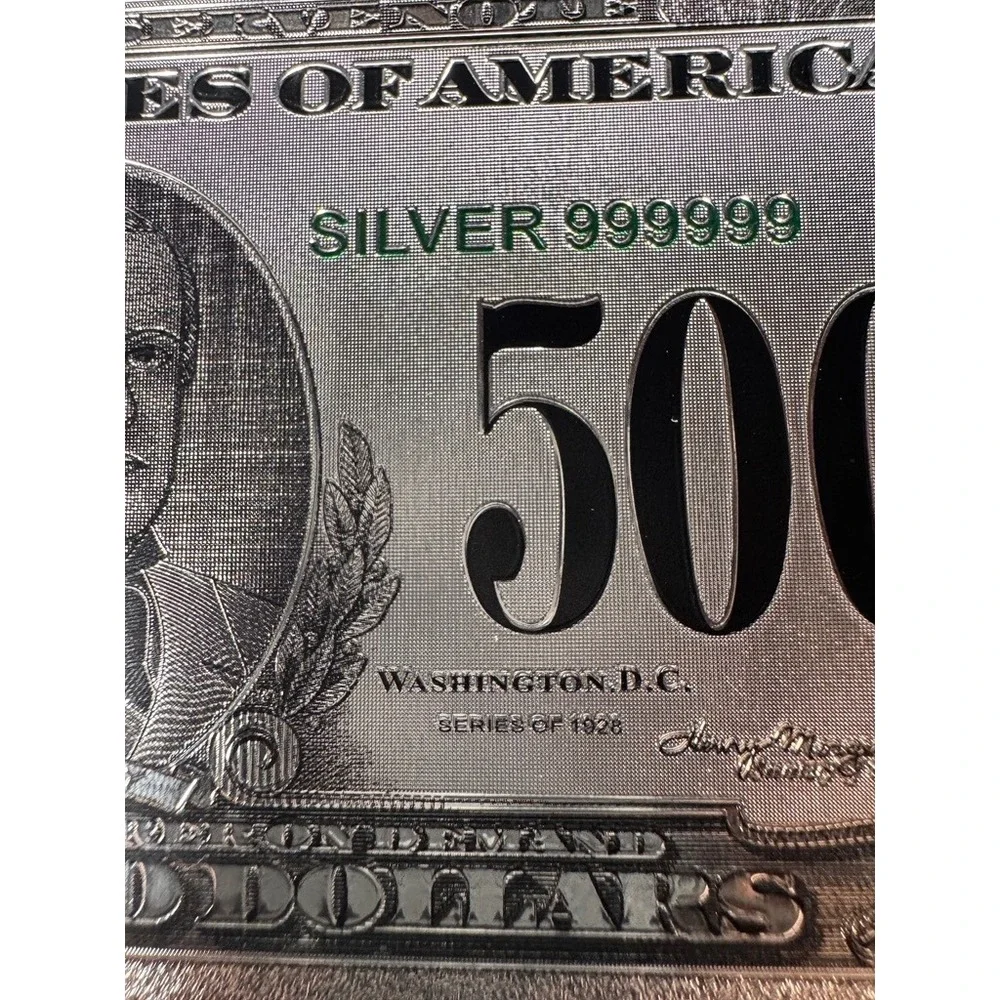 500 Dollar Bill 1928 Series William McKinley Silver Foil Novelty Banknote Note